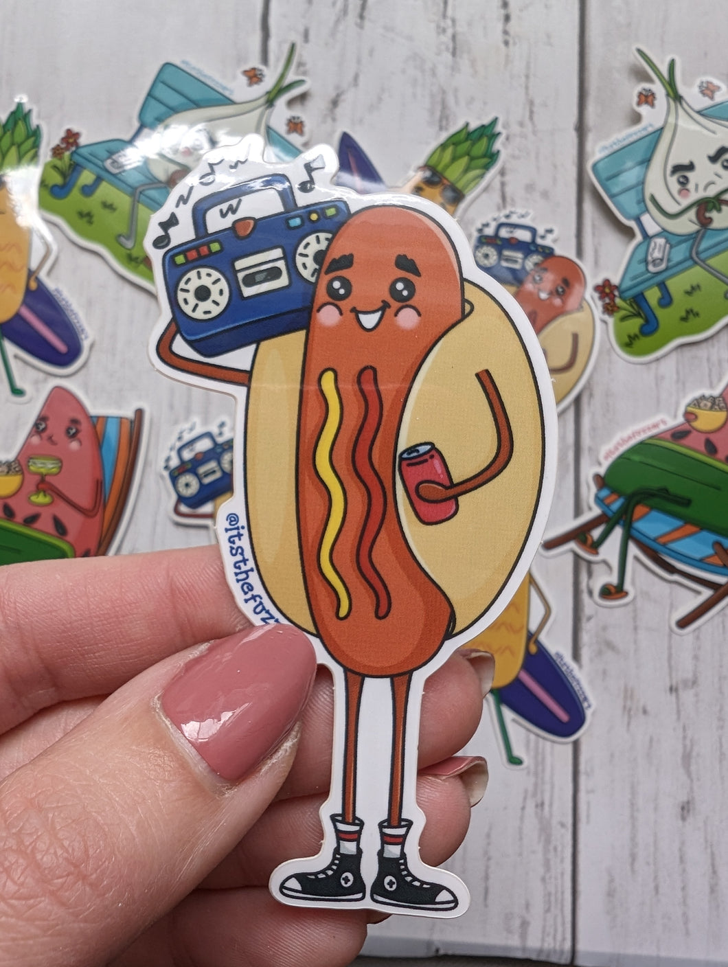 Hotdogs Love Boomboxes Sticker